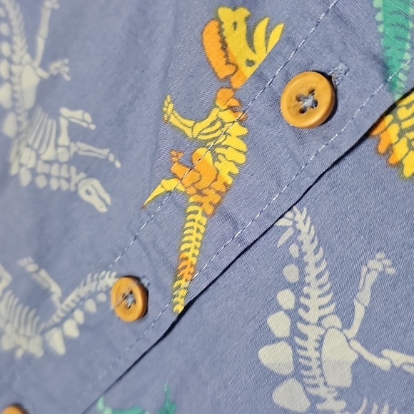 Kids Blue Dinosaur Button Down Shirt‎ Jurassic - Picture 9 of 10